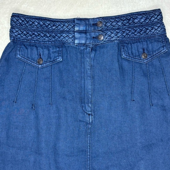 Free People High Waist Denim Braided Baby Mini Skirt - Picture 14 of 15